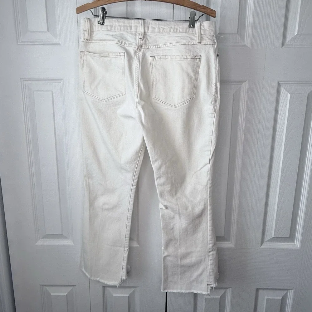 FRAME Le Crop Mini Boot Off White Denim Jeans Size 28 Raw‎ Hem Cropped - Picture 2 of 9